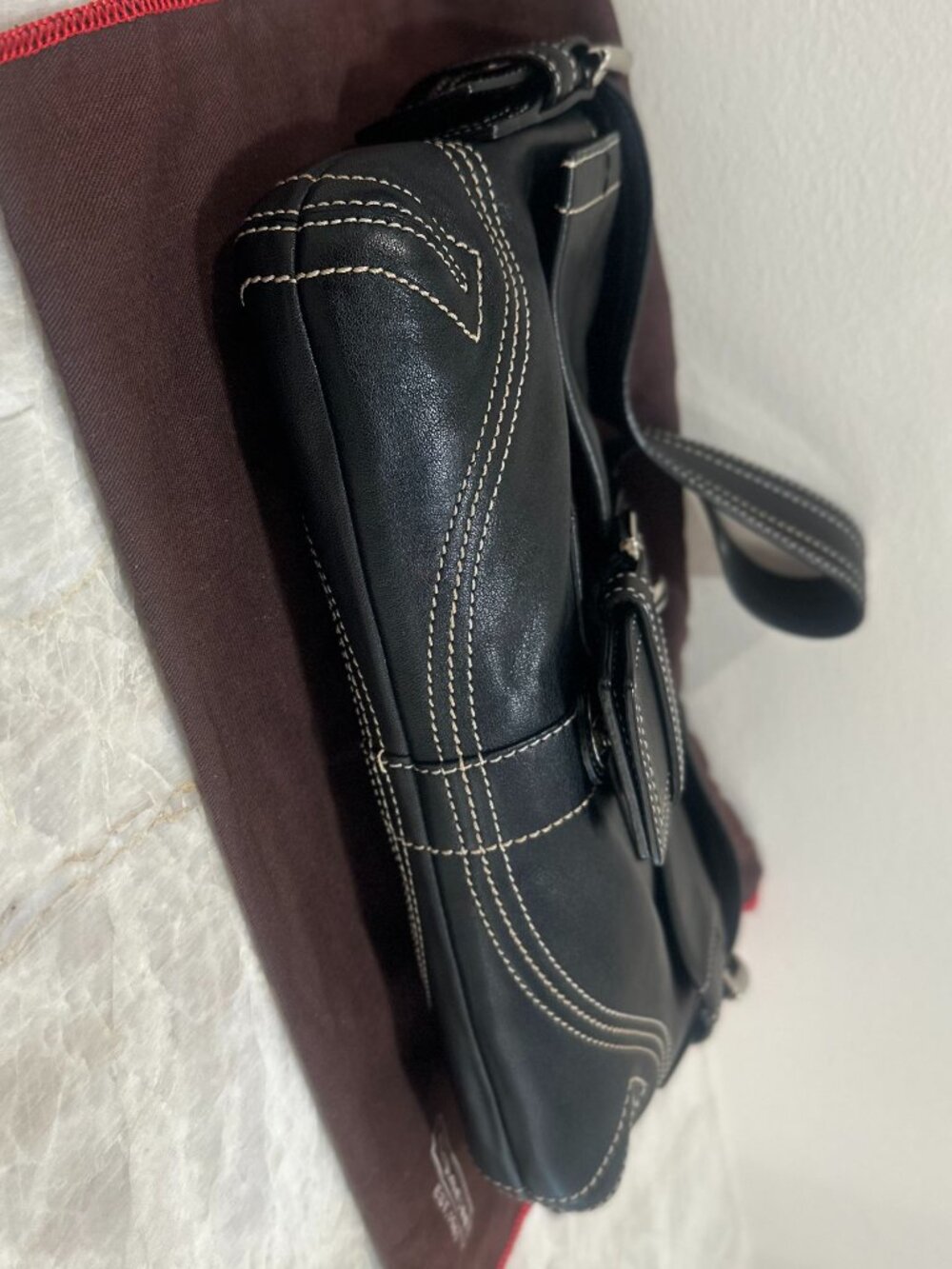 Vintage 2005 Coach Soho Buckle Flap Baguette Black Leather 8A05 w/ Dust Bag - Picture 5 of 12